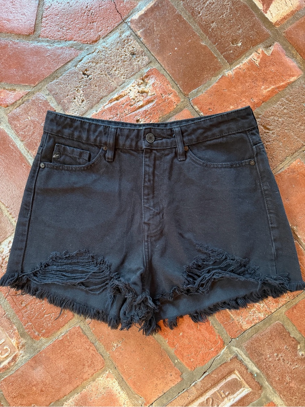 KanCan High-rise Frayed Denim Shorts